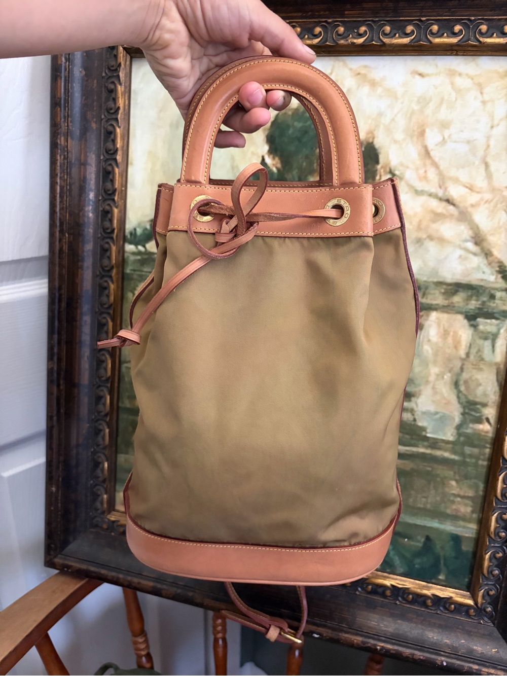 ETRO Milano Nylon and Leather Sling Backpack